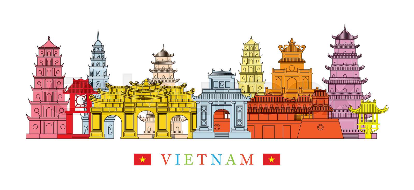 Vietnam Architecture Landmarks Skyline Stock Vector Colourbox Vietnam Architecture Landmarks Skyline Stock Vector Colourbox