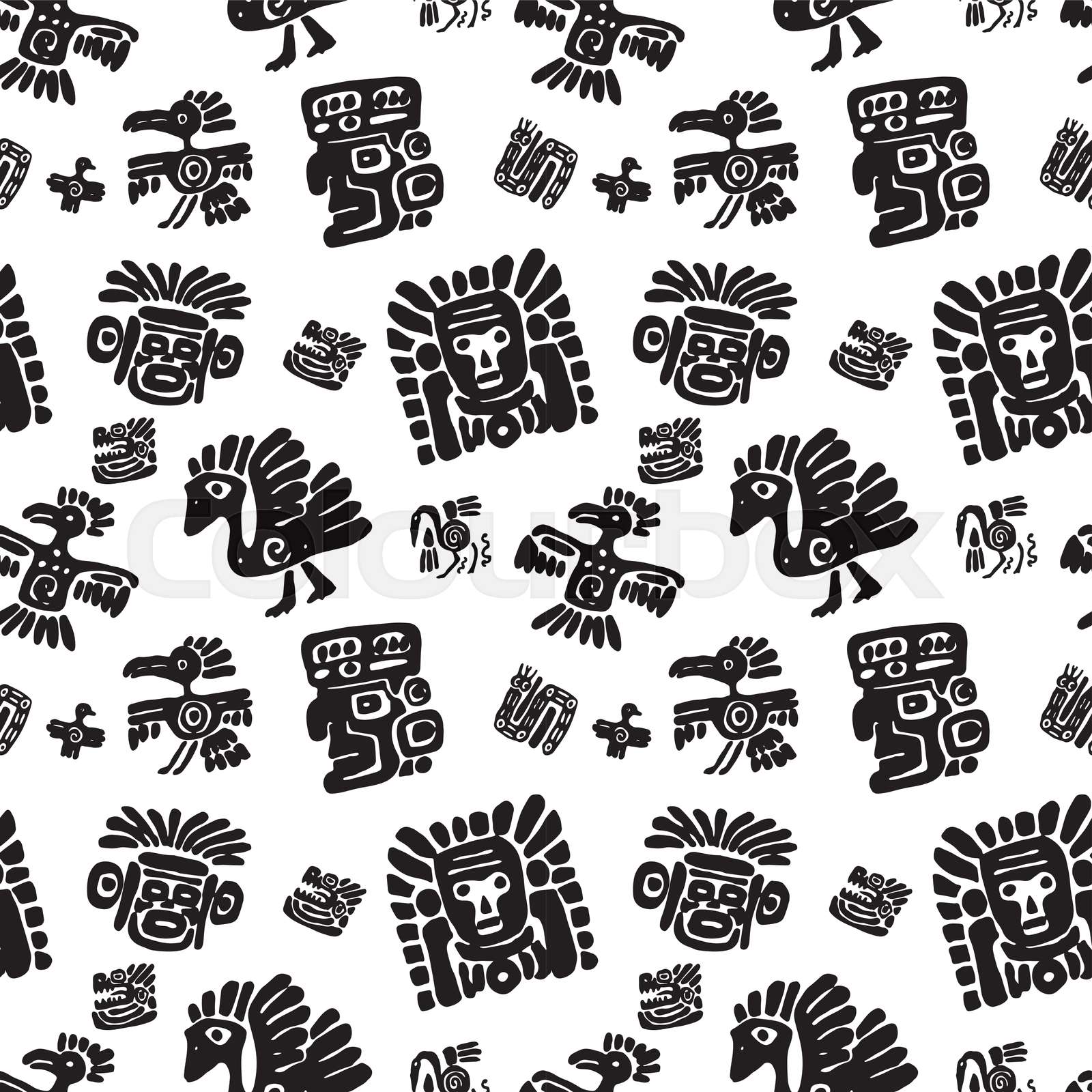 Seamless maya pattern. Black and white ethnic elements. | Stock vector ...