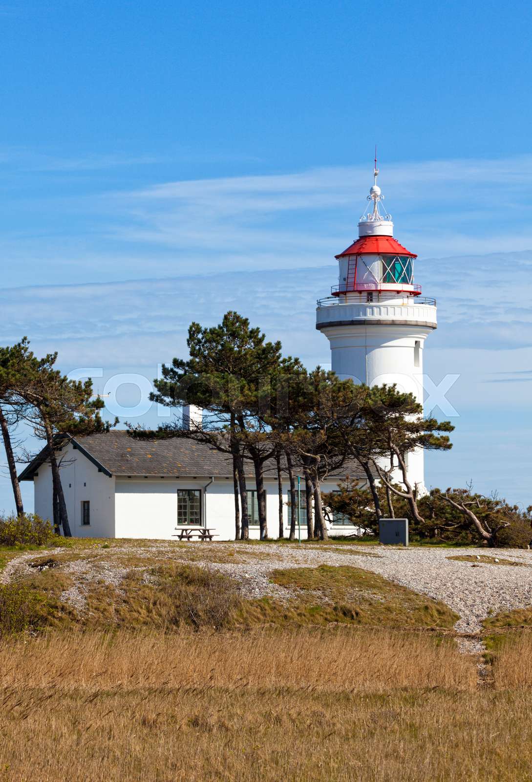 sletterhage-lighthouse-helgenaes-peninsula-djursland-denmark-stock