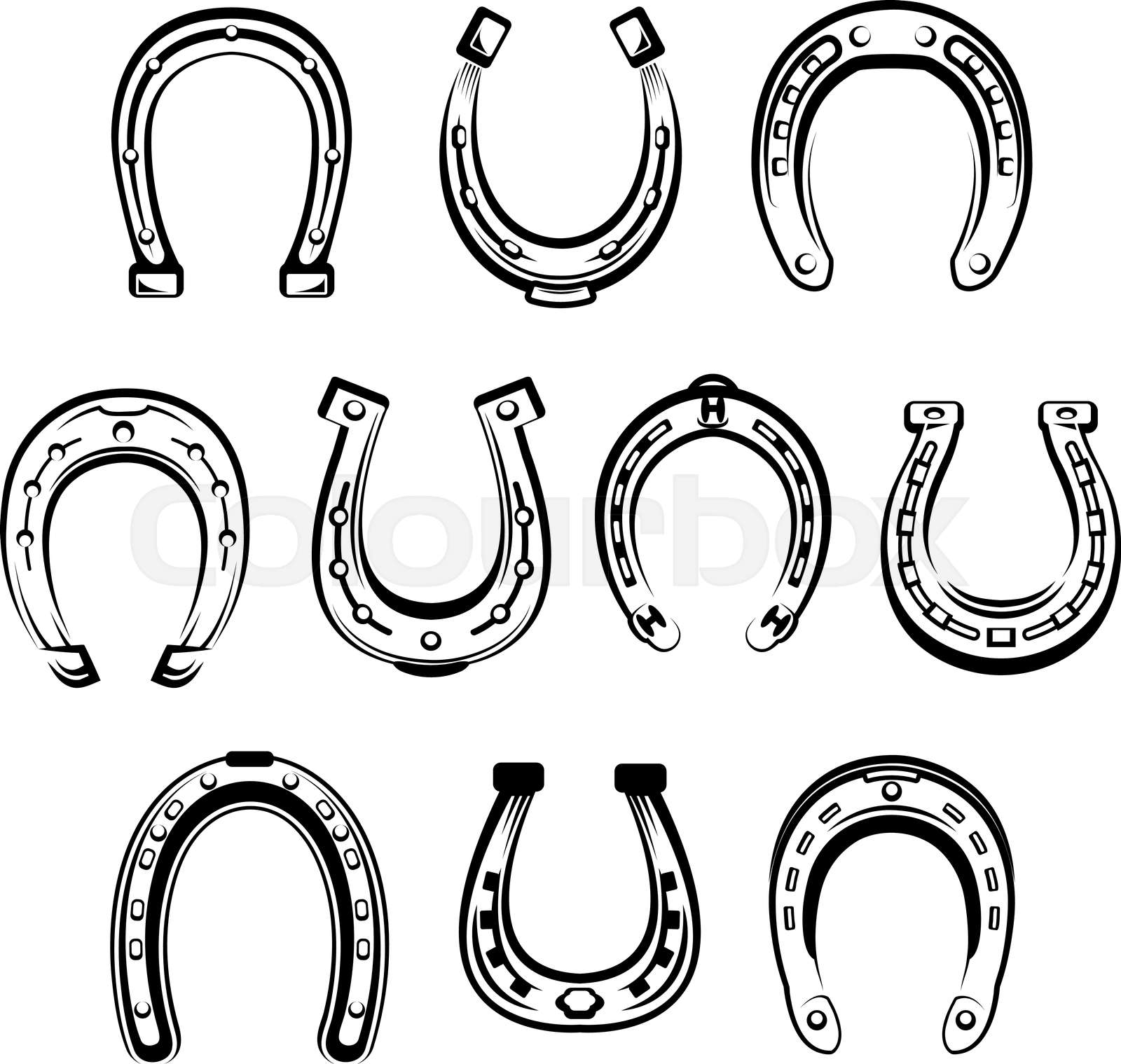 Vector sketch icons set of horseshoe symbols Stock vector Colourbox