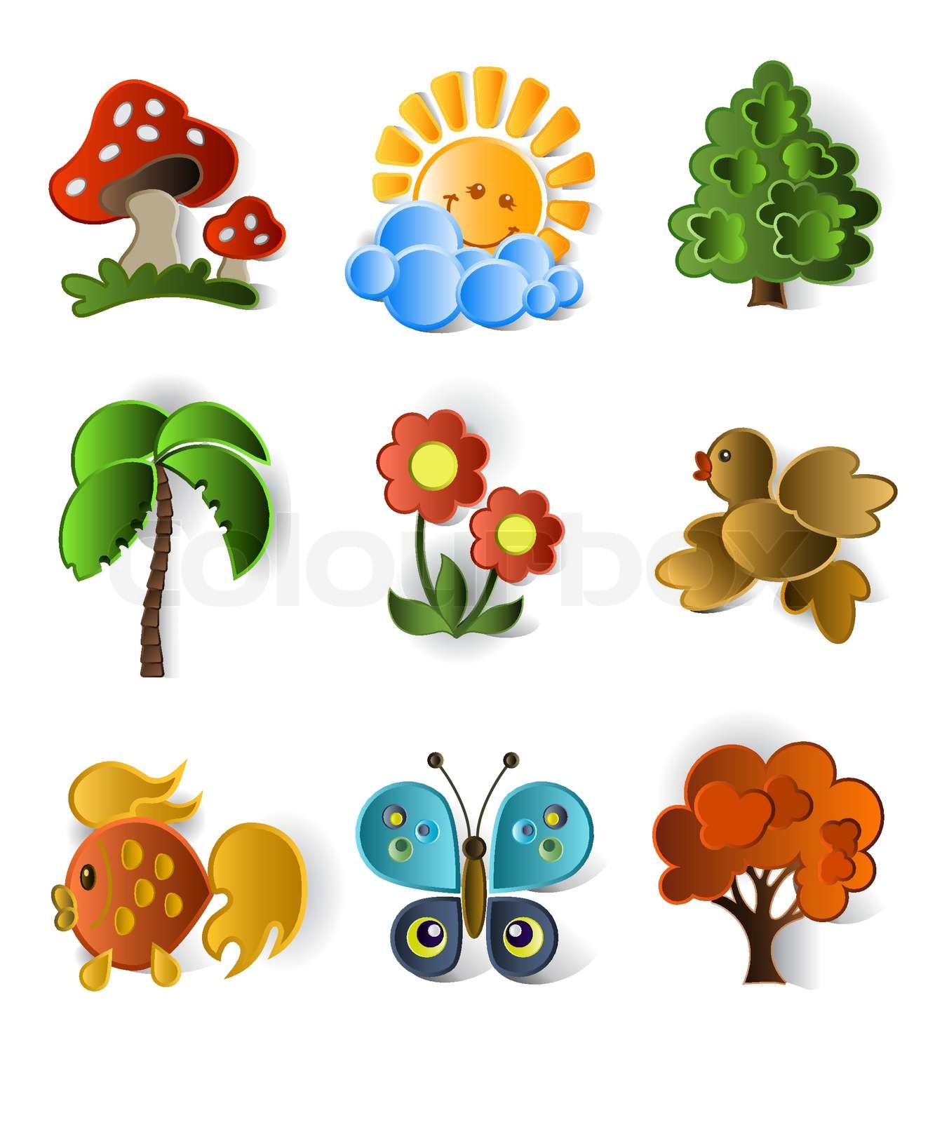 Icons of plants and animals | Stock vector | Colourbox