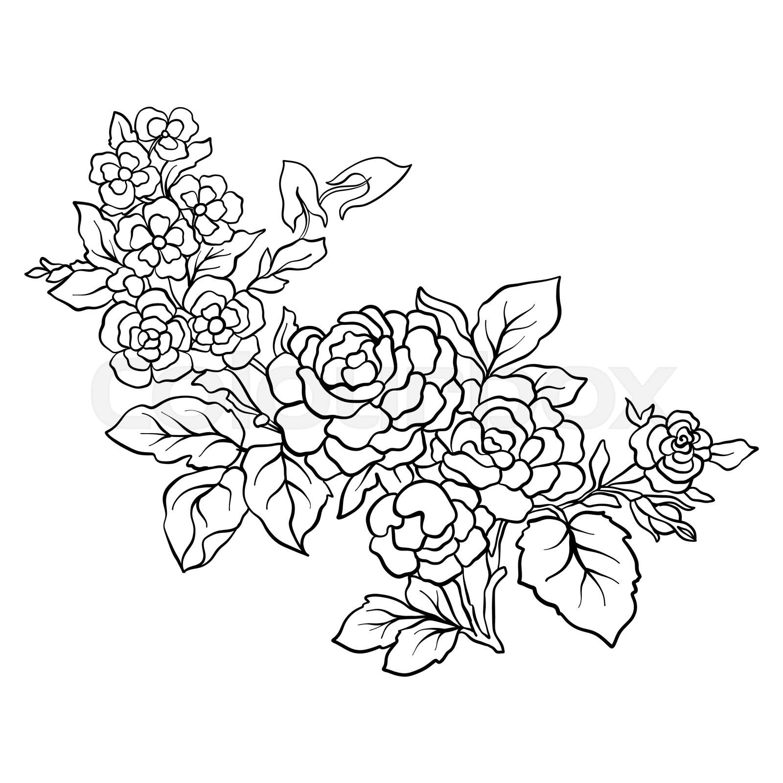 Outline vintage flowers bouquet or pattern Stock vector Colourbox