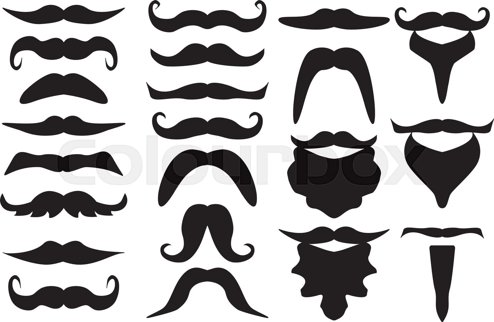 Set Of Mustaches And Beards Vector Illustration Stock Vector Colourbox
