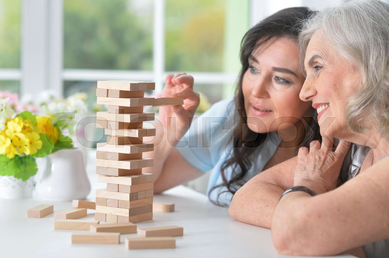 Old people play a board game | Stock image | Colourbox
