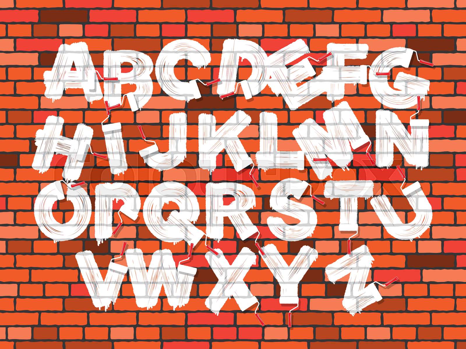 roller brush graffiti font set Stock vector Colourbox