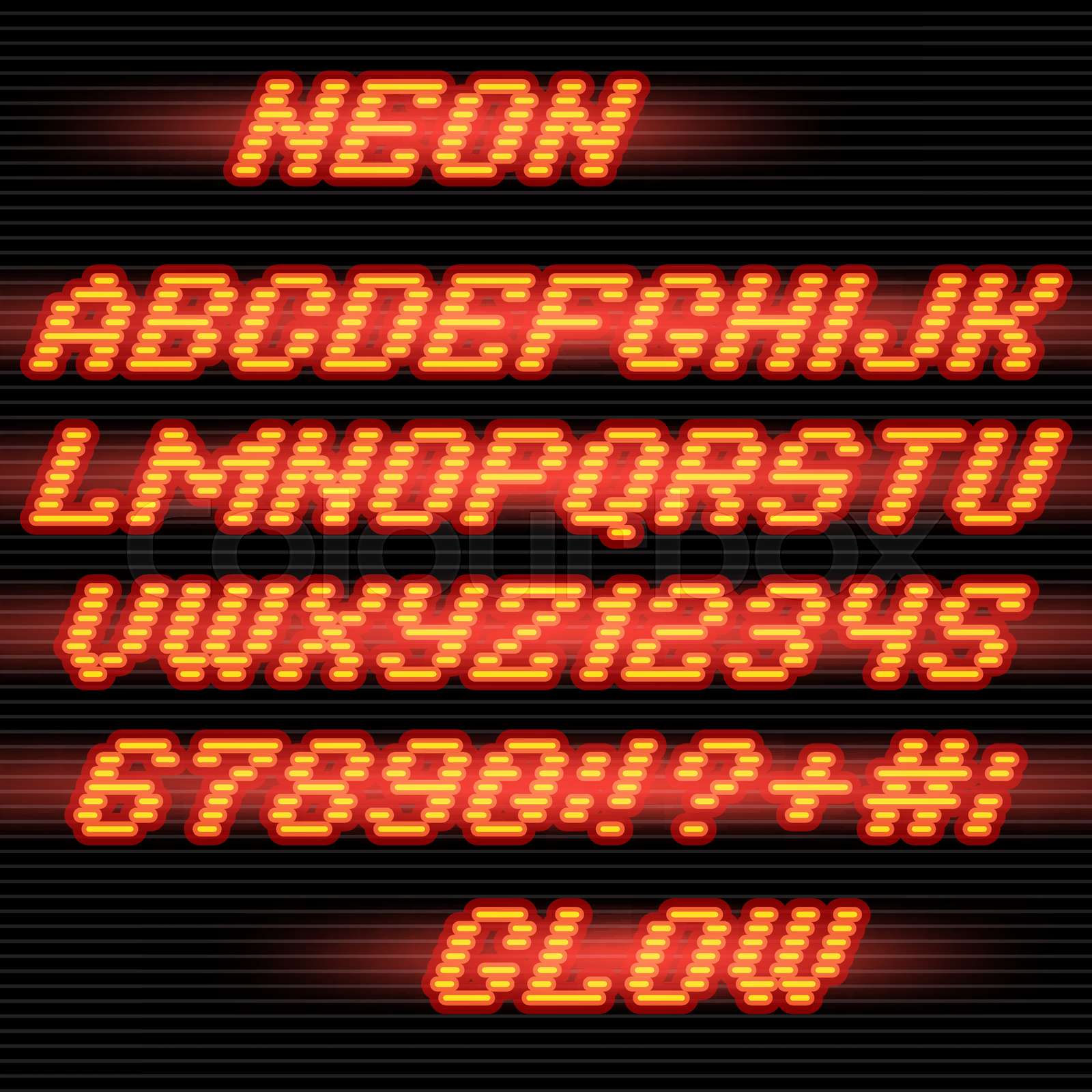 neon glow font Stock vector Colourbox