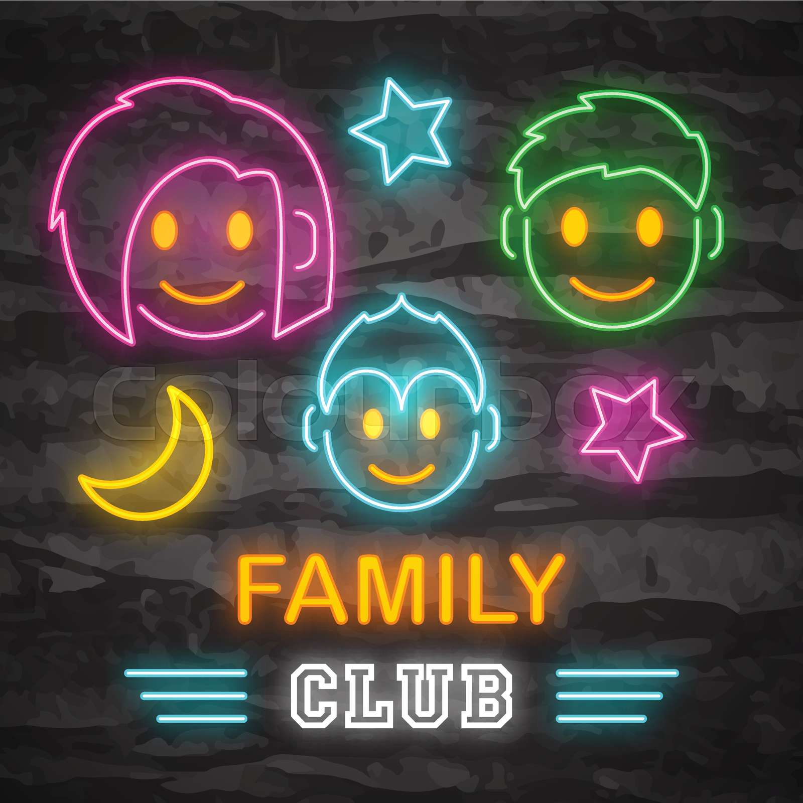 family neon logo | Stock vector | Colourbox