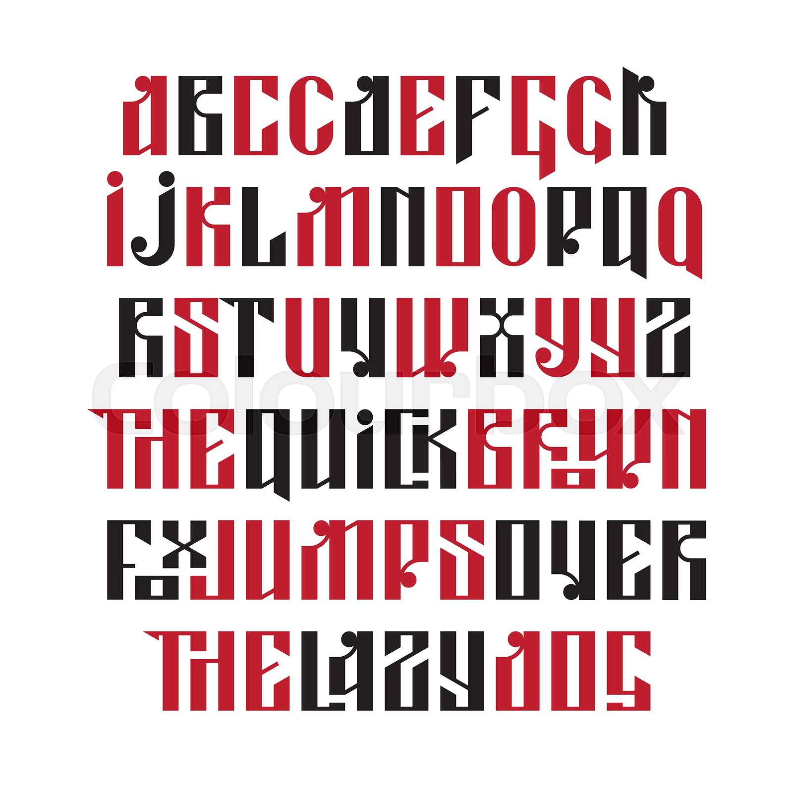 The latin stylization of Old slavic font | Stock vector | Colourbox