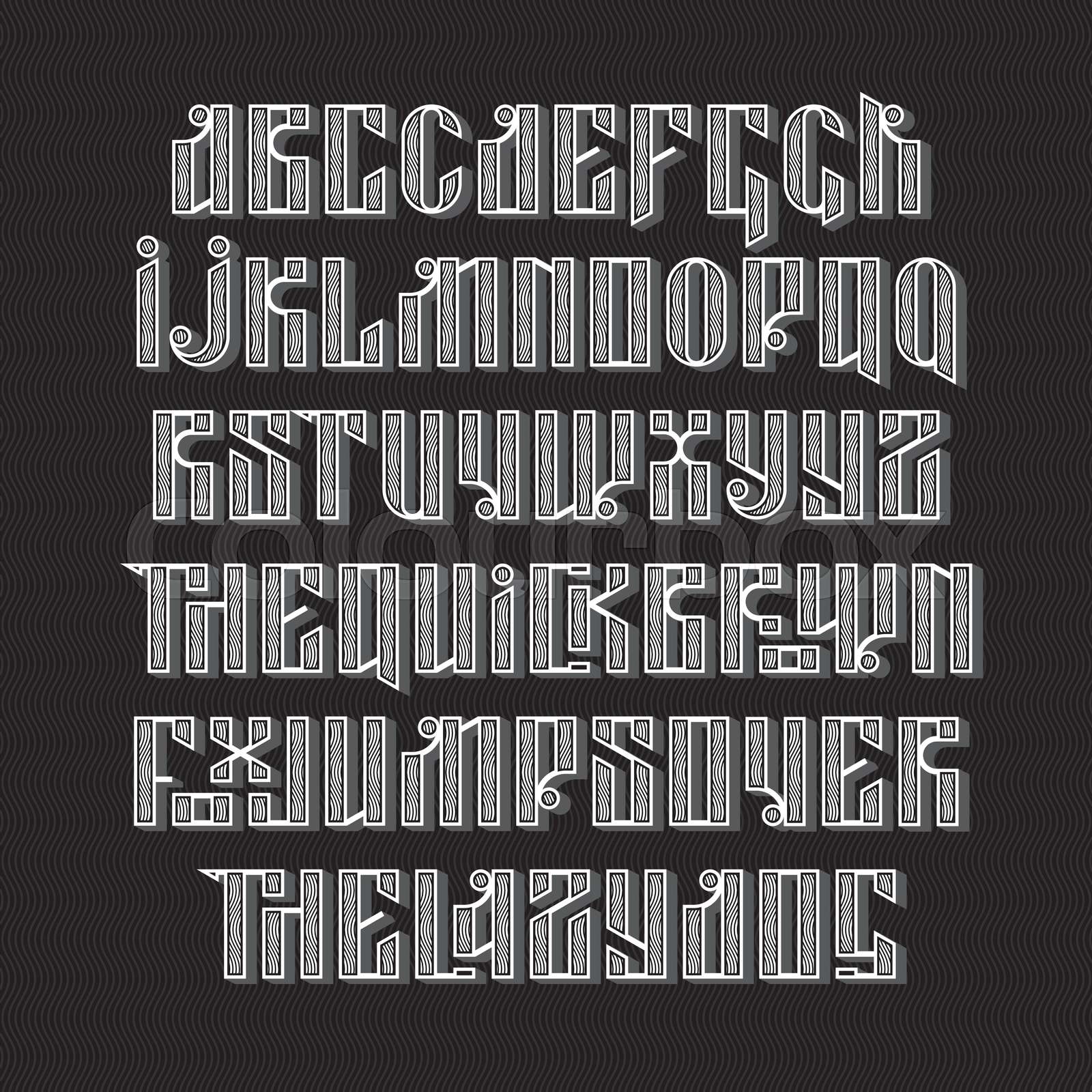 The latin stylization of Old slavic font | Stock vector | Colourbox