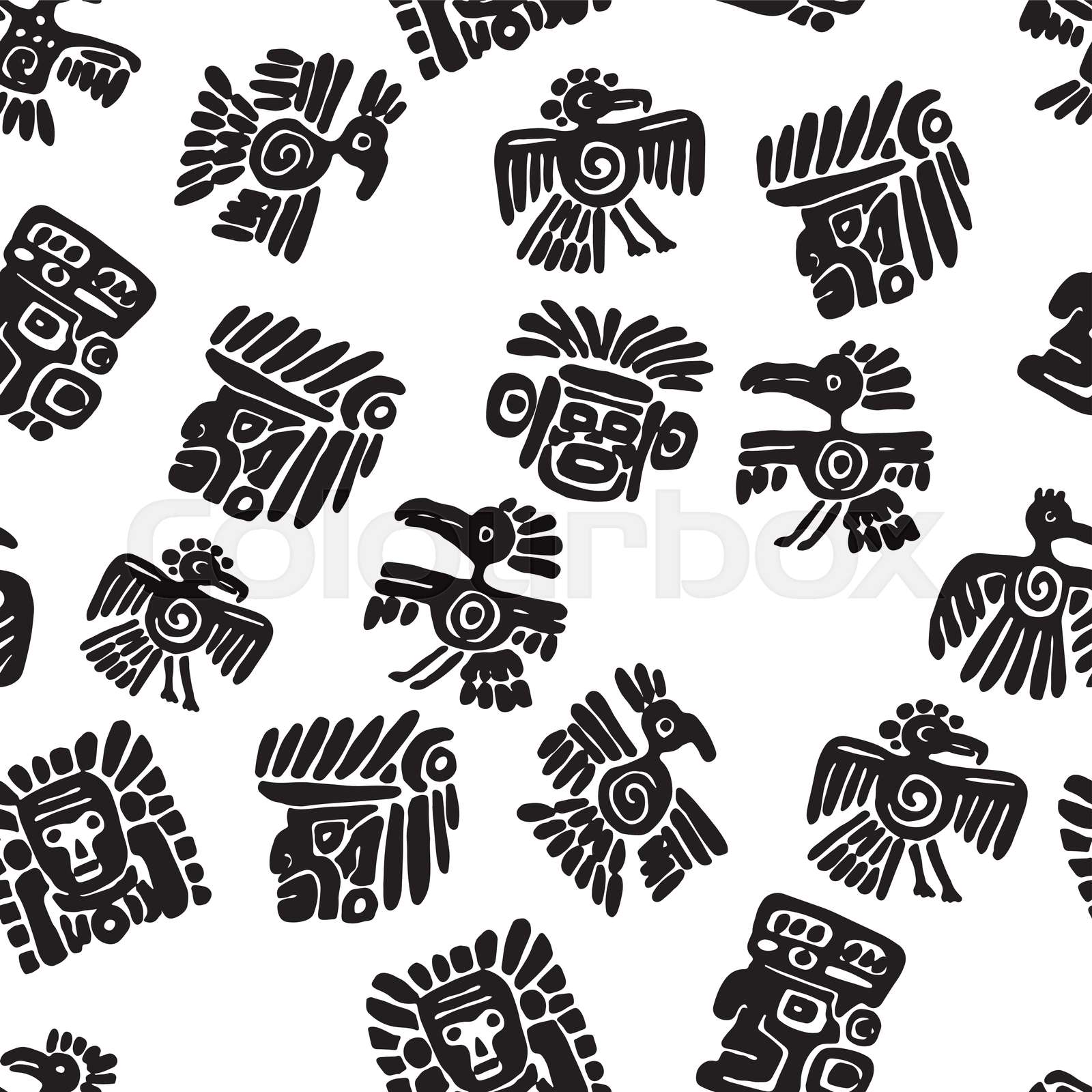 Seamless maya pattern. Black and white ethnic elements. | Stock vector ...