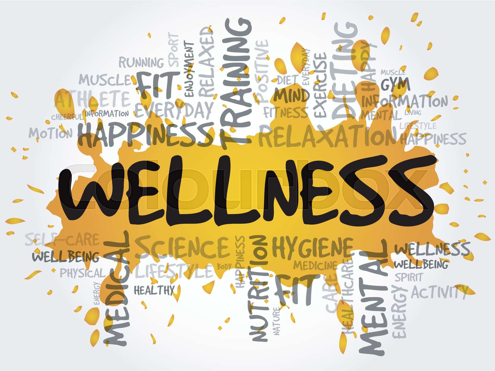 WELLNESS word cloud collage Stock vector Colourbox