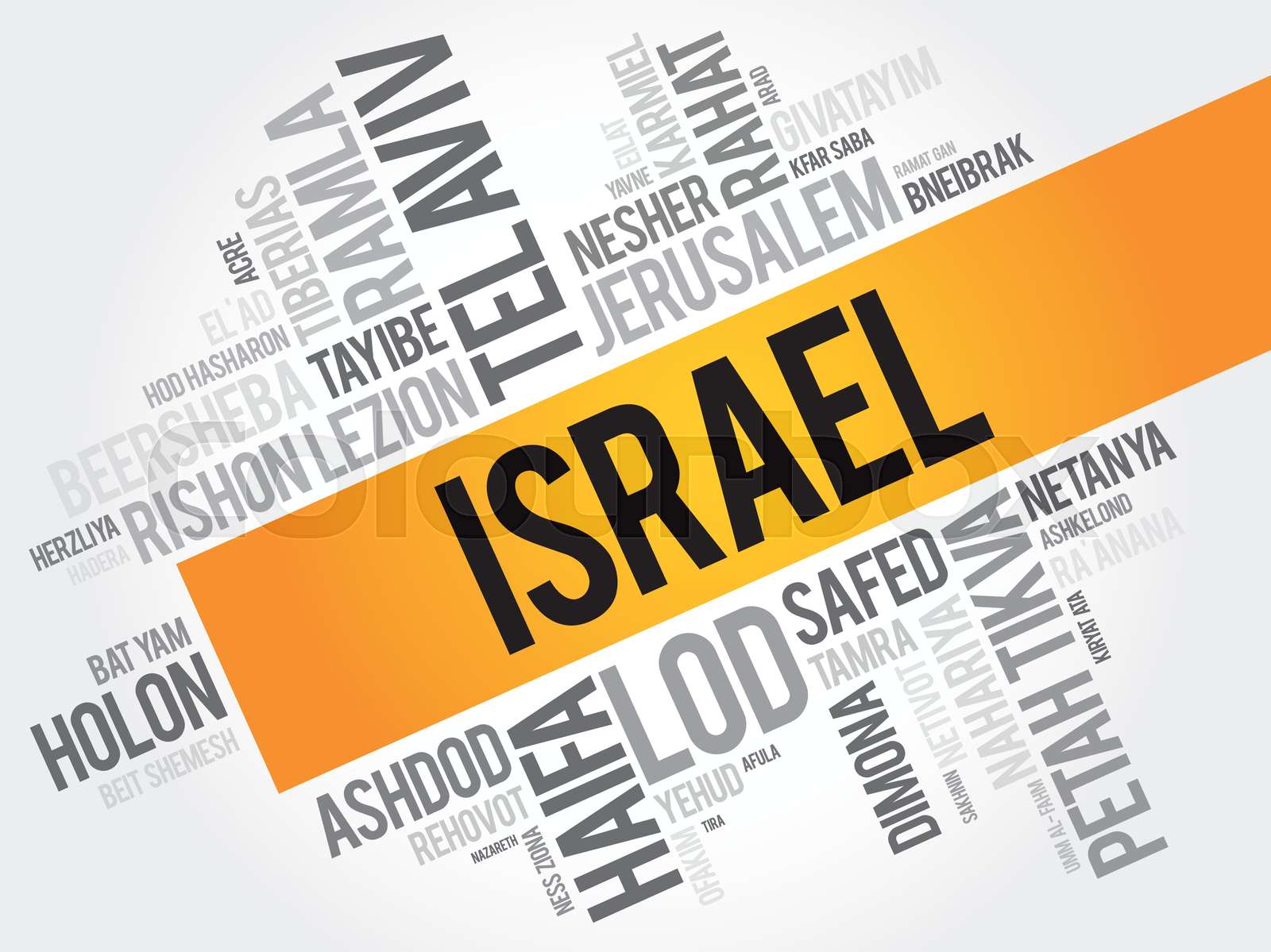 List of cities and towns in Israel Stock vector Colourbox