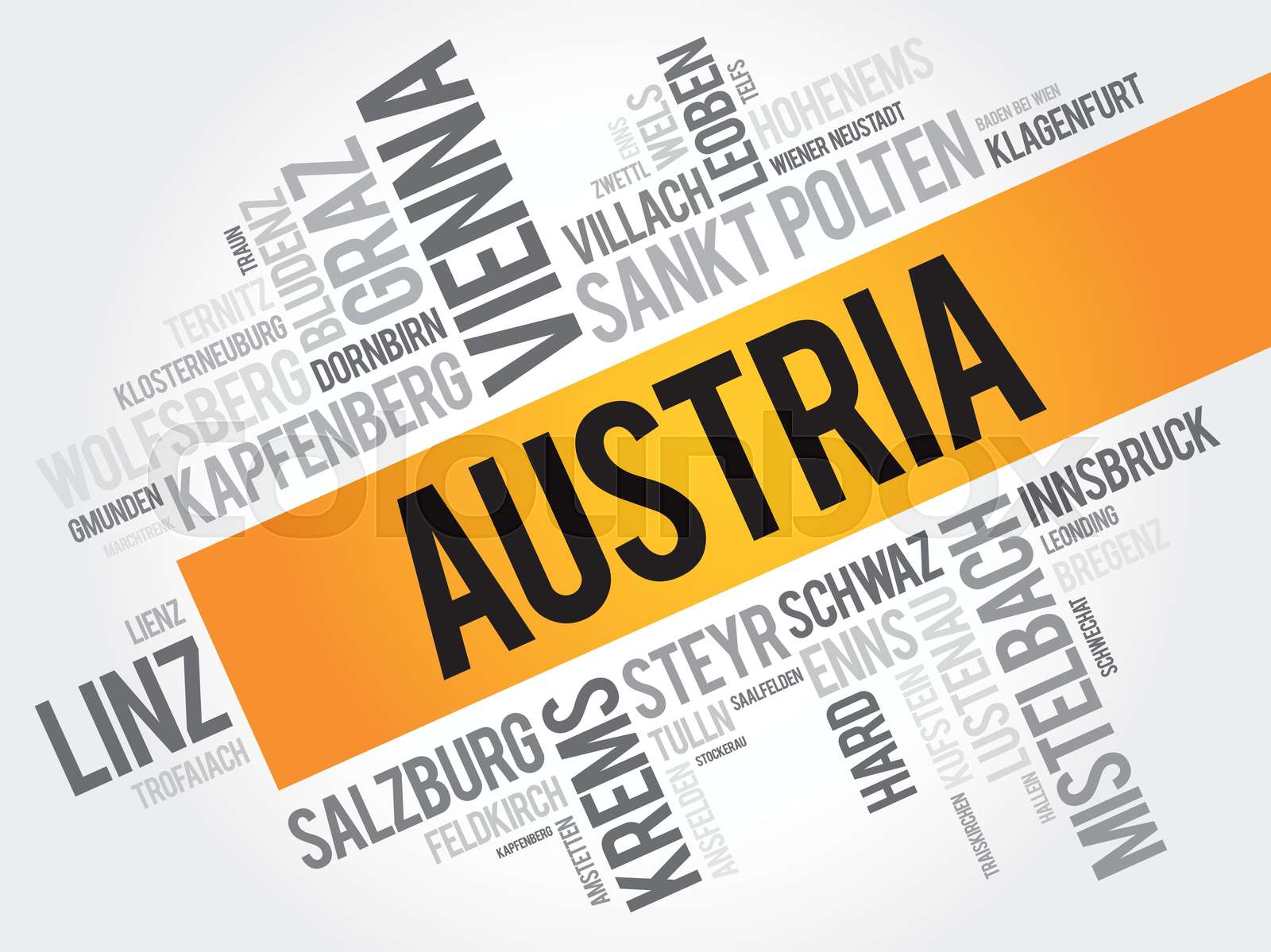 List of cities and towns in AUSTRIA Stock vector Colourbox