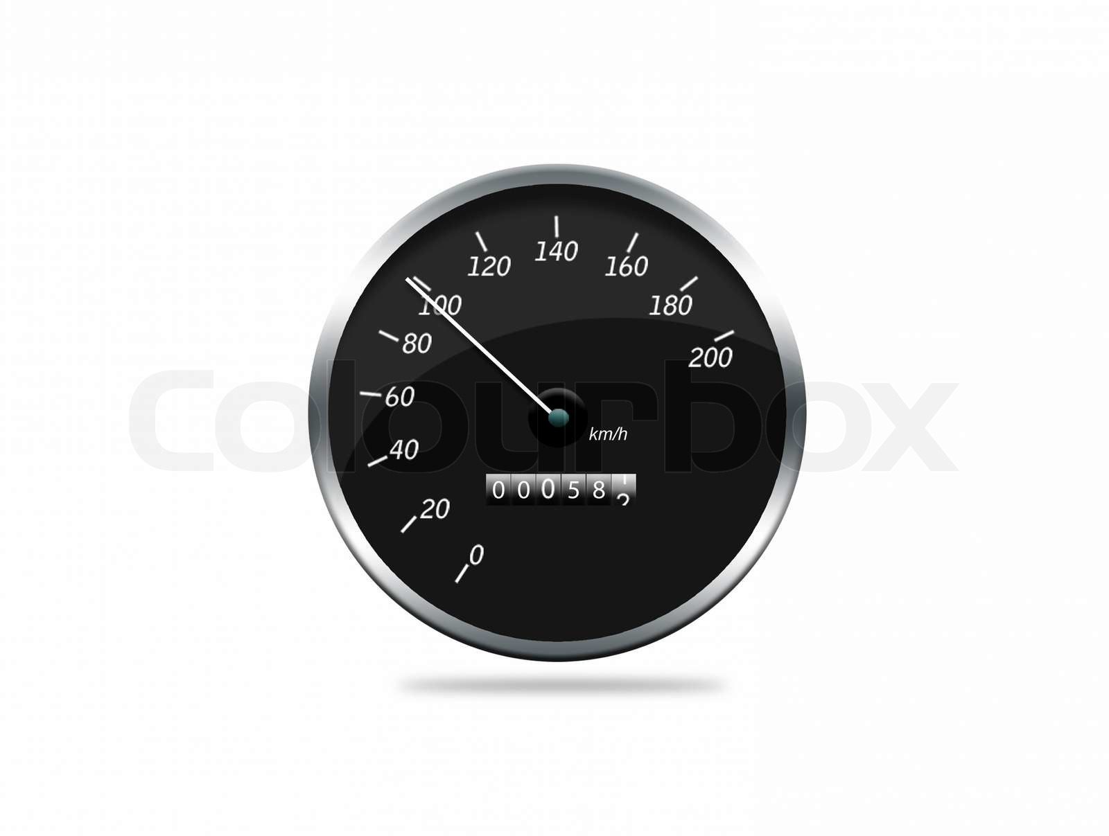 a Tacho zeigt Bewegung, isoliert auf weiß Stock Bild Colourbox