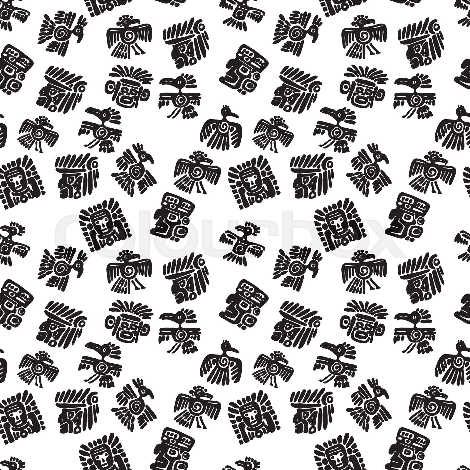 Seamless maya pattern. Black and white ethnic elements. | Stock vector ...