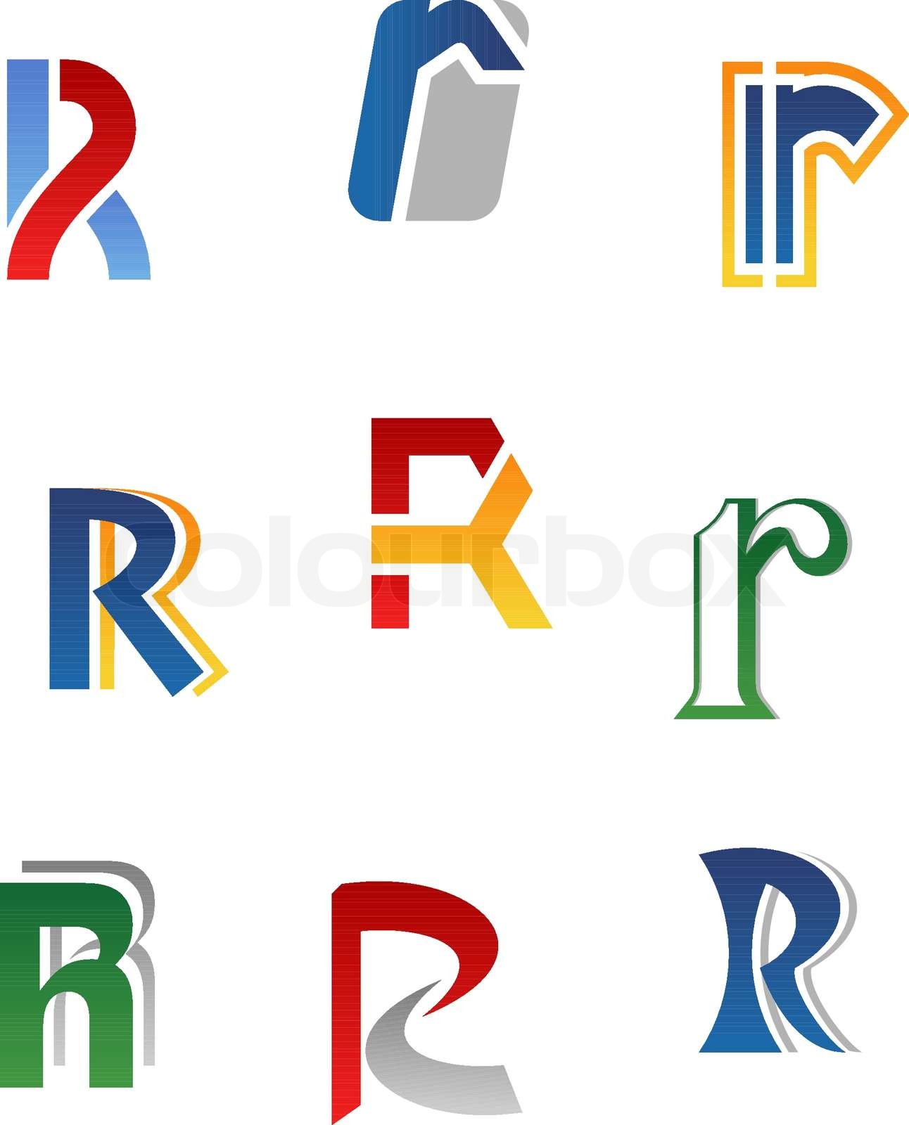 Set des Alphabets Symbole und Elemente der Buchstabe R | Stock-Vektor