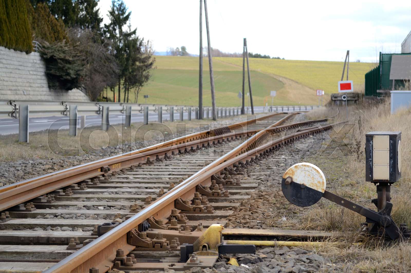 Zuggleis Weiche und Abstellgleis Stock Bild Colourbox