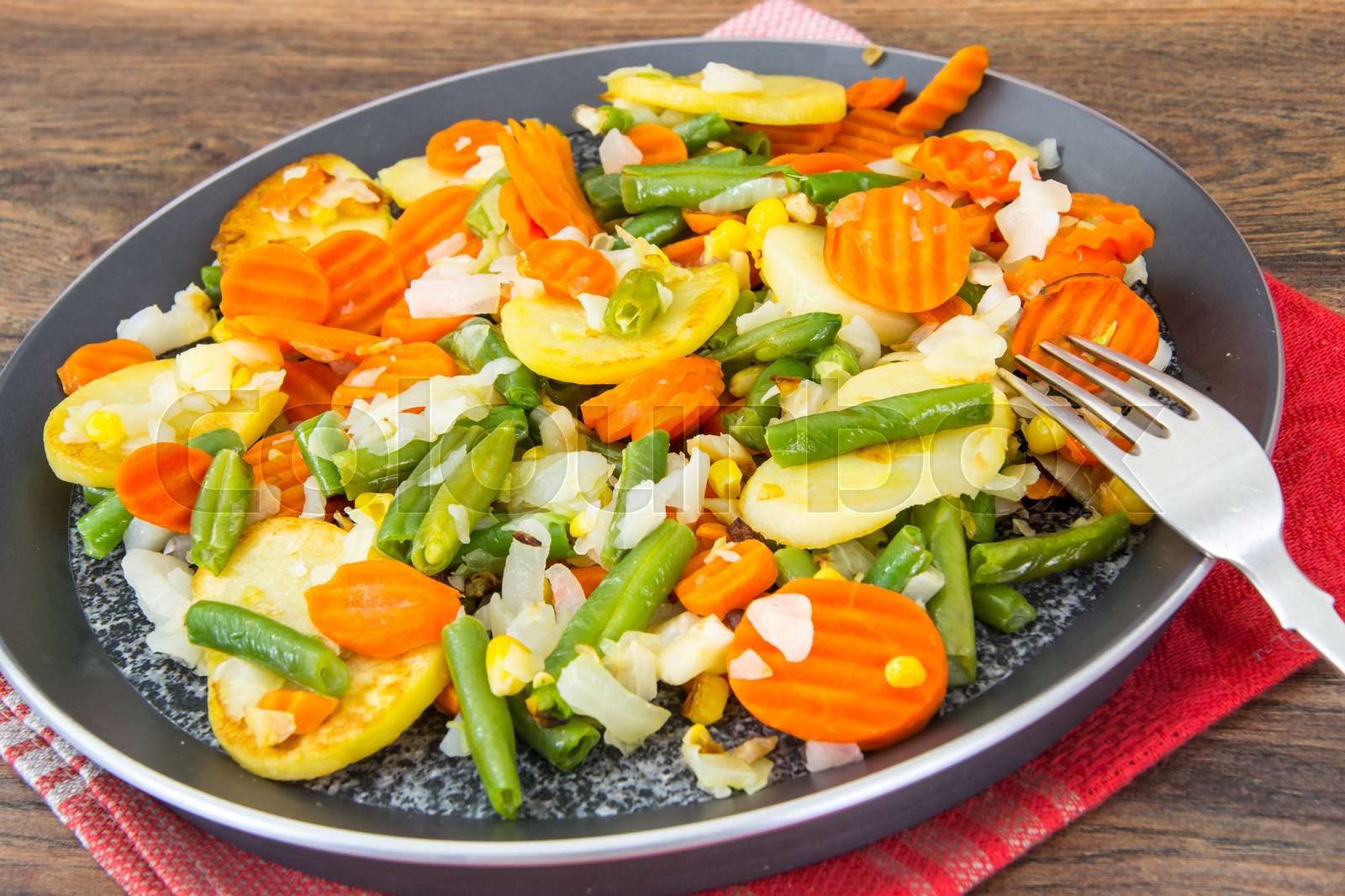 Food without meatfried vegetables in frying pan Stock image Colourbox