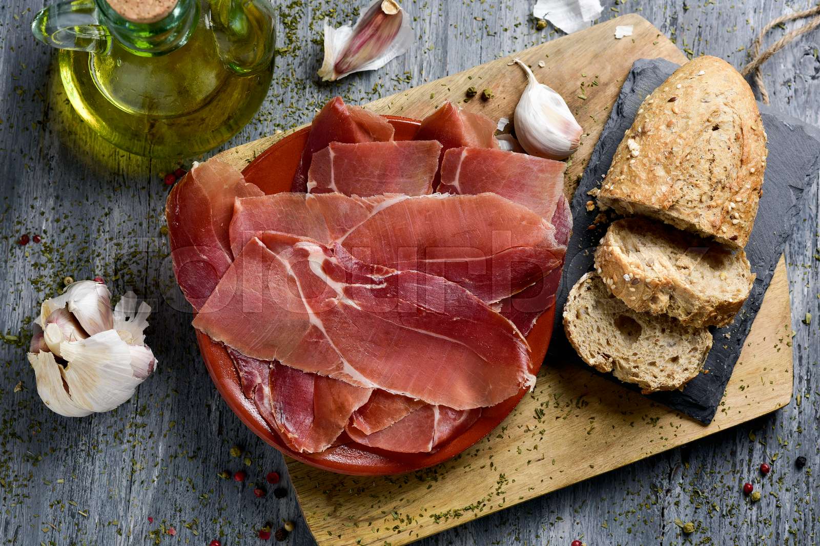 spanish serrano ham Stock image Colourbox