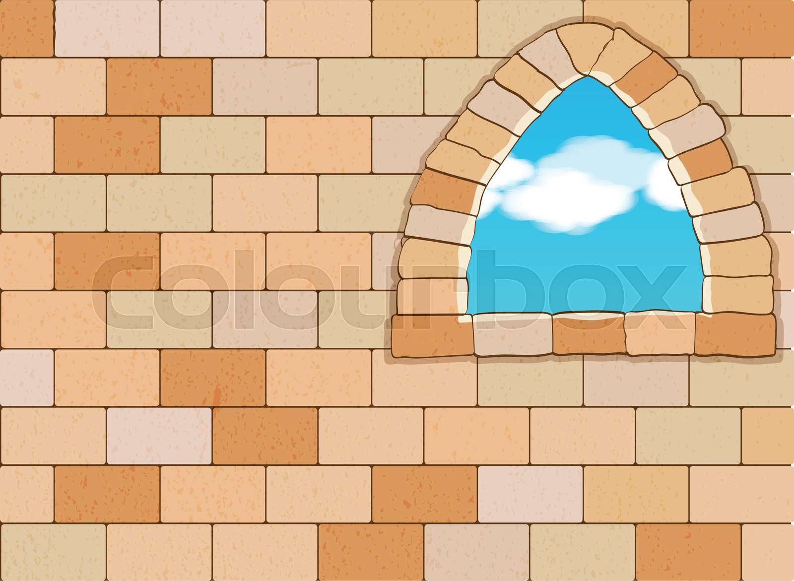 Window on Stone Wall - Vector Background Illustration | Stock vector ...