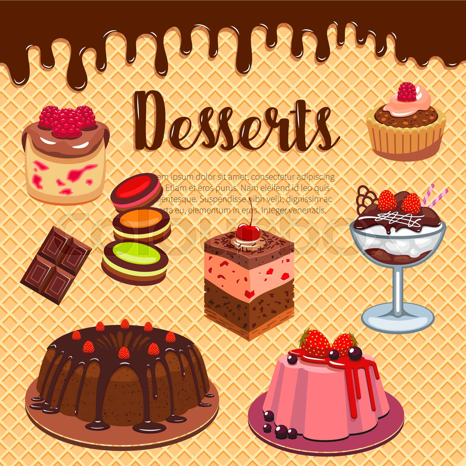 Bakery Shop Pastry Desserts Vector Wafer Poster Stock Vector Colourbox Bakery Shop Pastry Desserts Vector Wafer Poster Stock Vector Colourbox