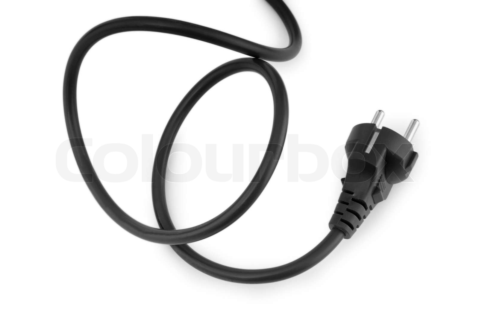 Black electric cable isolated on white | Stock image | Colourbox