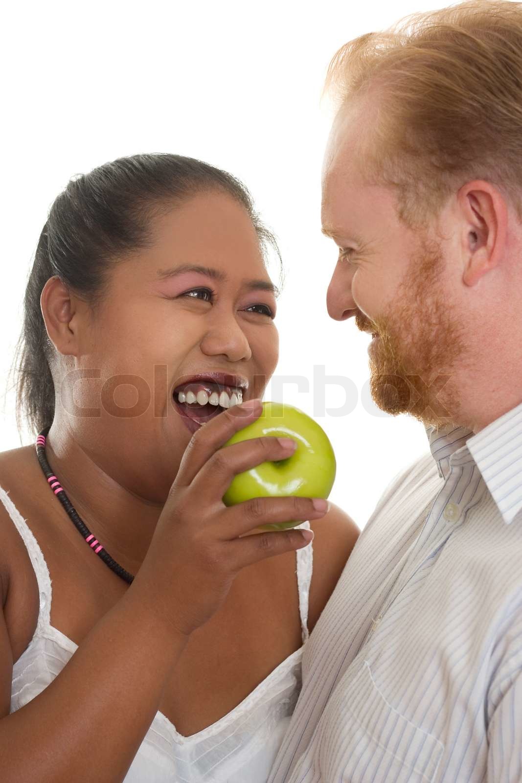 Gesunde glücklich relationshipsA Mann und Frau gemeinsam lachen Stock Bild Colourbox