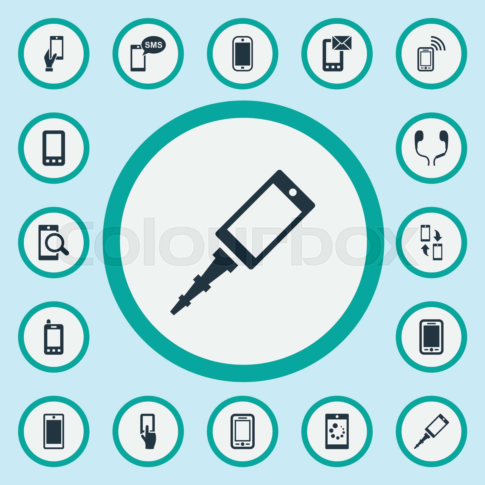 Vector Illustration Set Of Simple Smartphone Icons Elements Ring Up