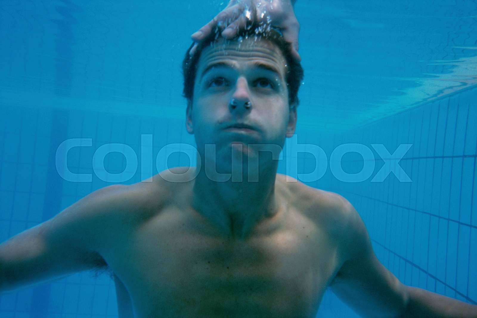 Endurance breathing test underwater Stock image Colourbox