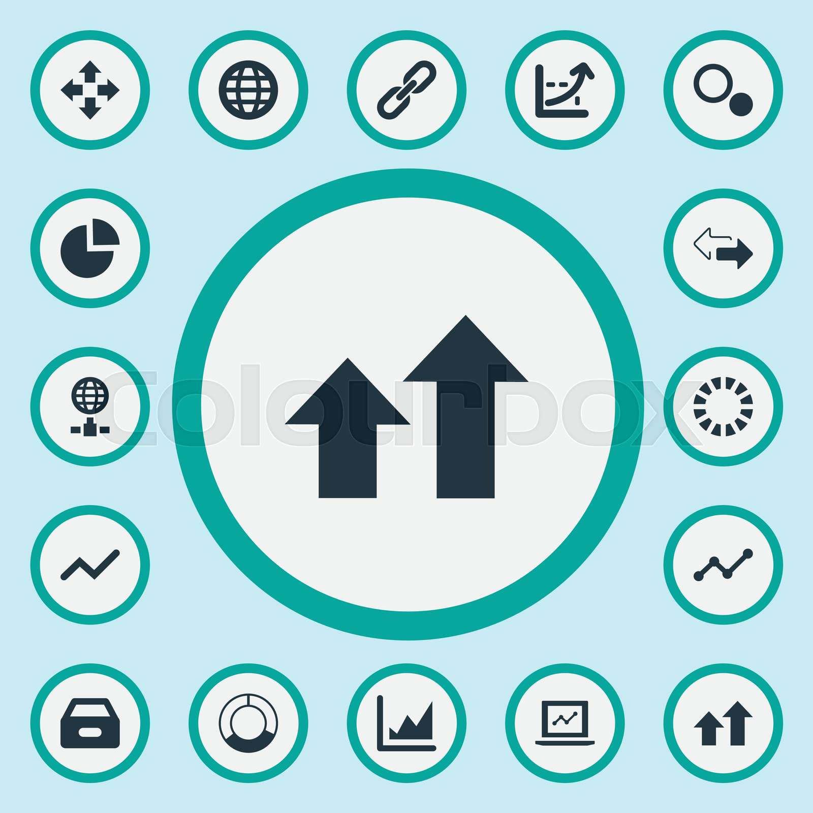 Vector Illustration Set Of Simple Analysis Icons. Elements Circular