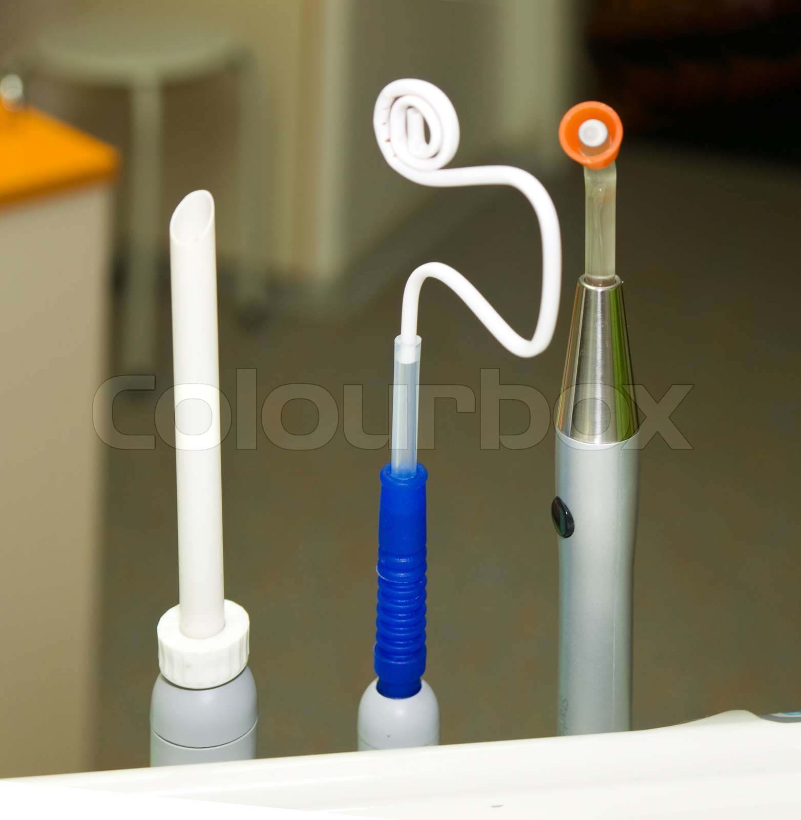 Dental tools prepared for aspiration Stock image Colourbox