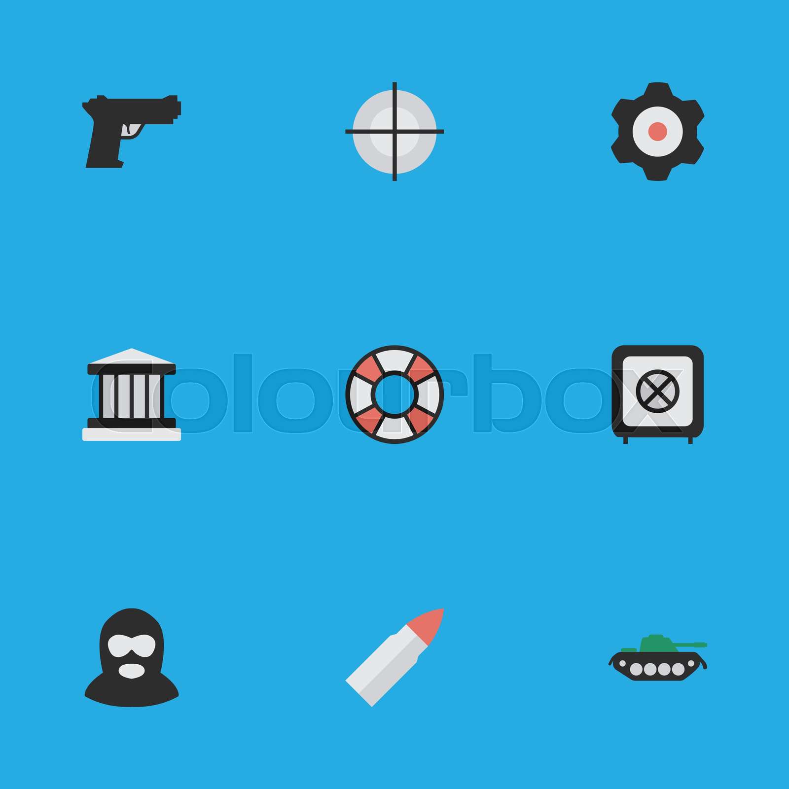 Vector Illustration Set Of Simple Crime Icons Elements Grille 