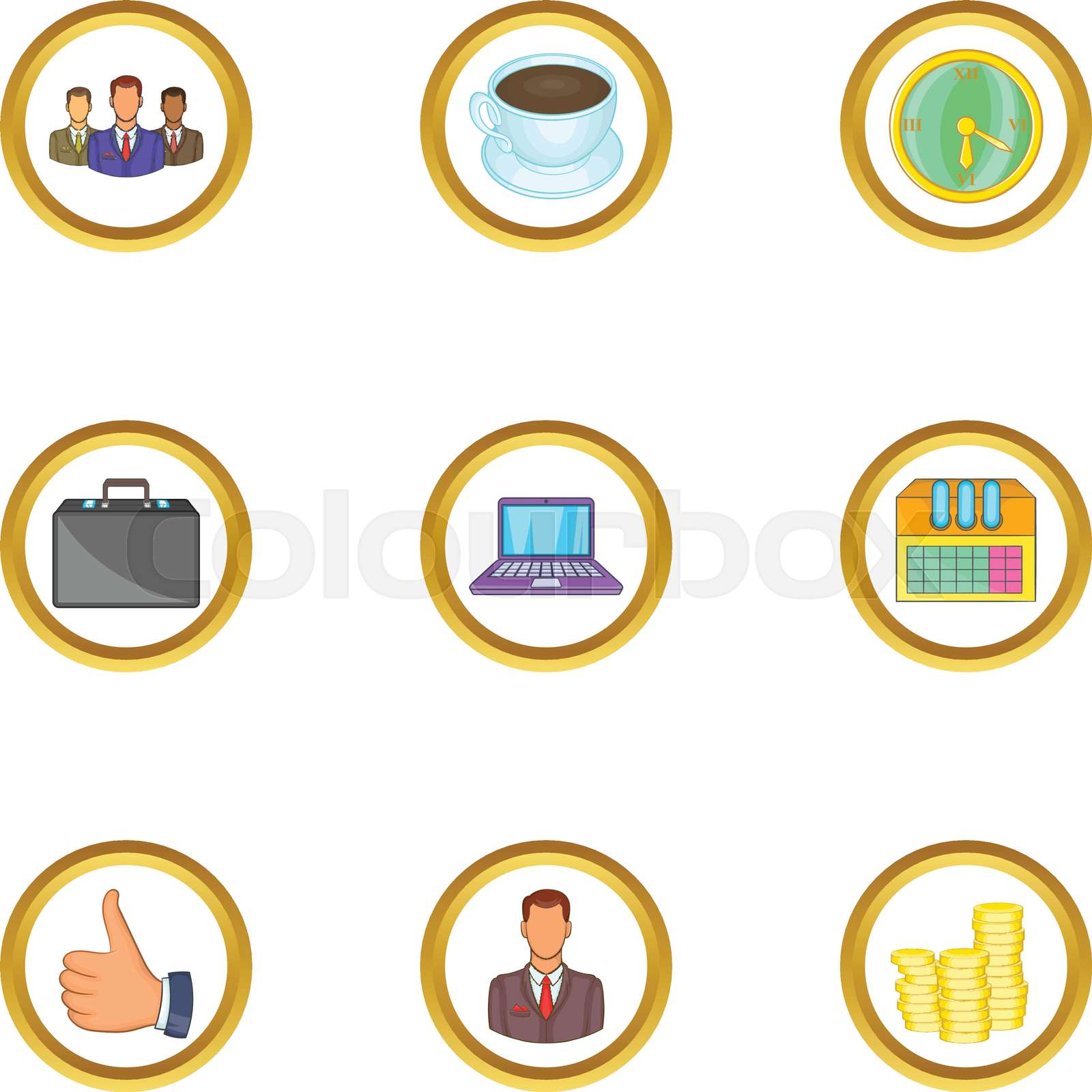 Business icons set, cartoon style | Stock vector | Colourbox