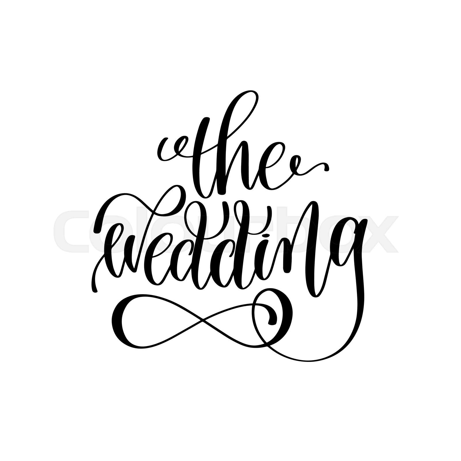 the wedding black and white hand ink lettering phrase | Stock vector