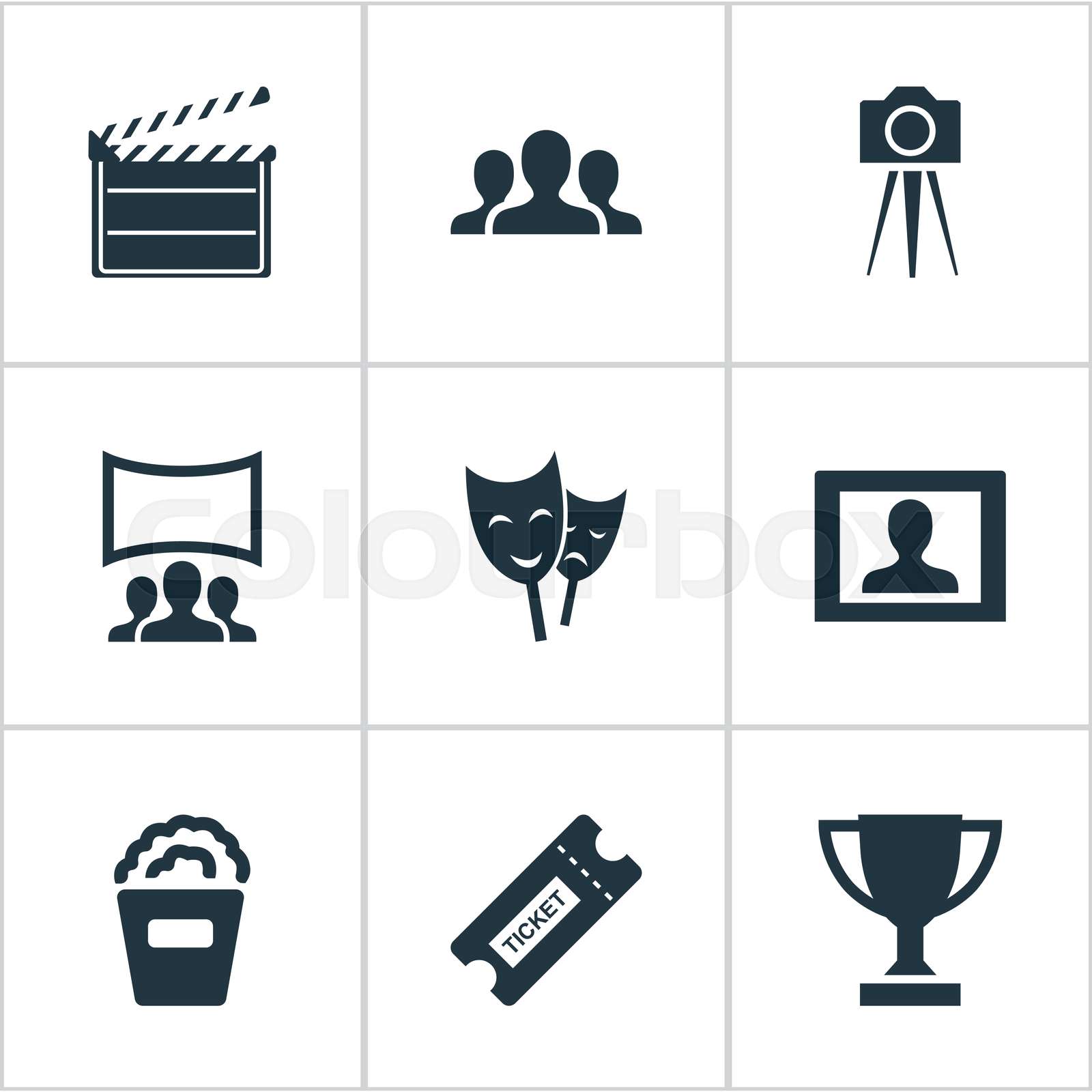 vector-illustration-set-of-simple-cinema-icons-elements-snack-pass