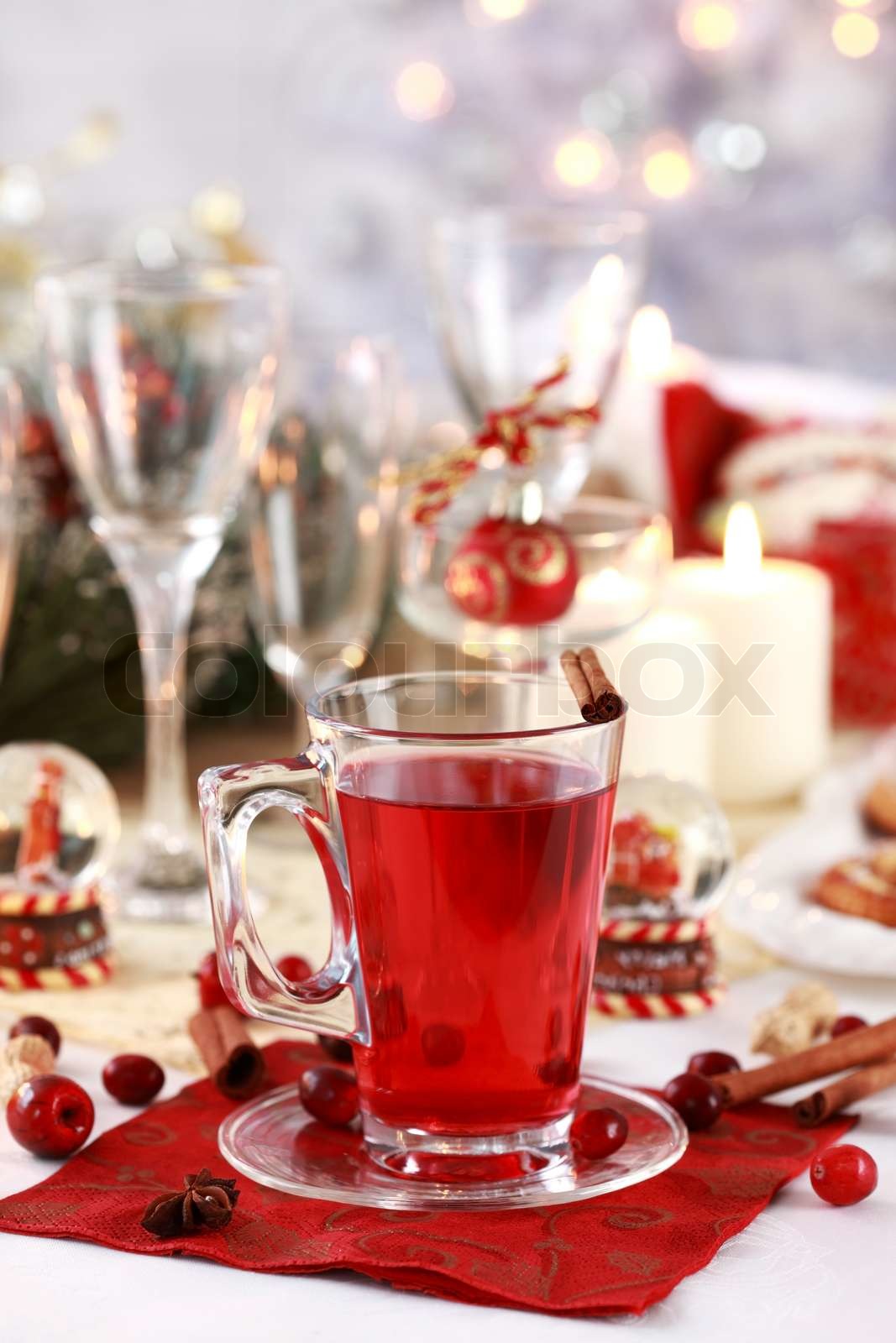 Hot Wine Cranberry Punch For Winter And Christmas Stock Image Colourbox