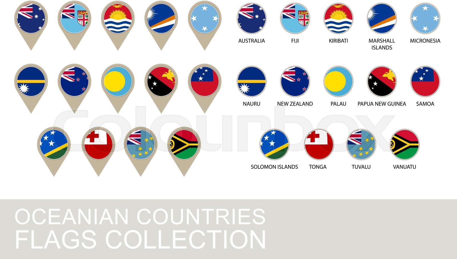 Oceania Countries Flags Collection Stock vector Colourbox
