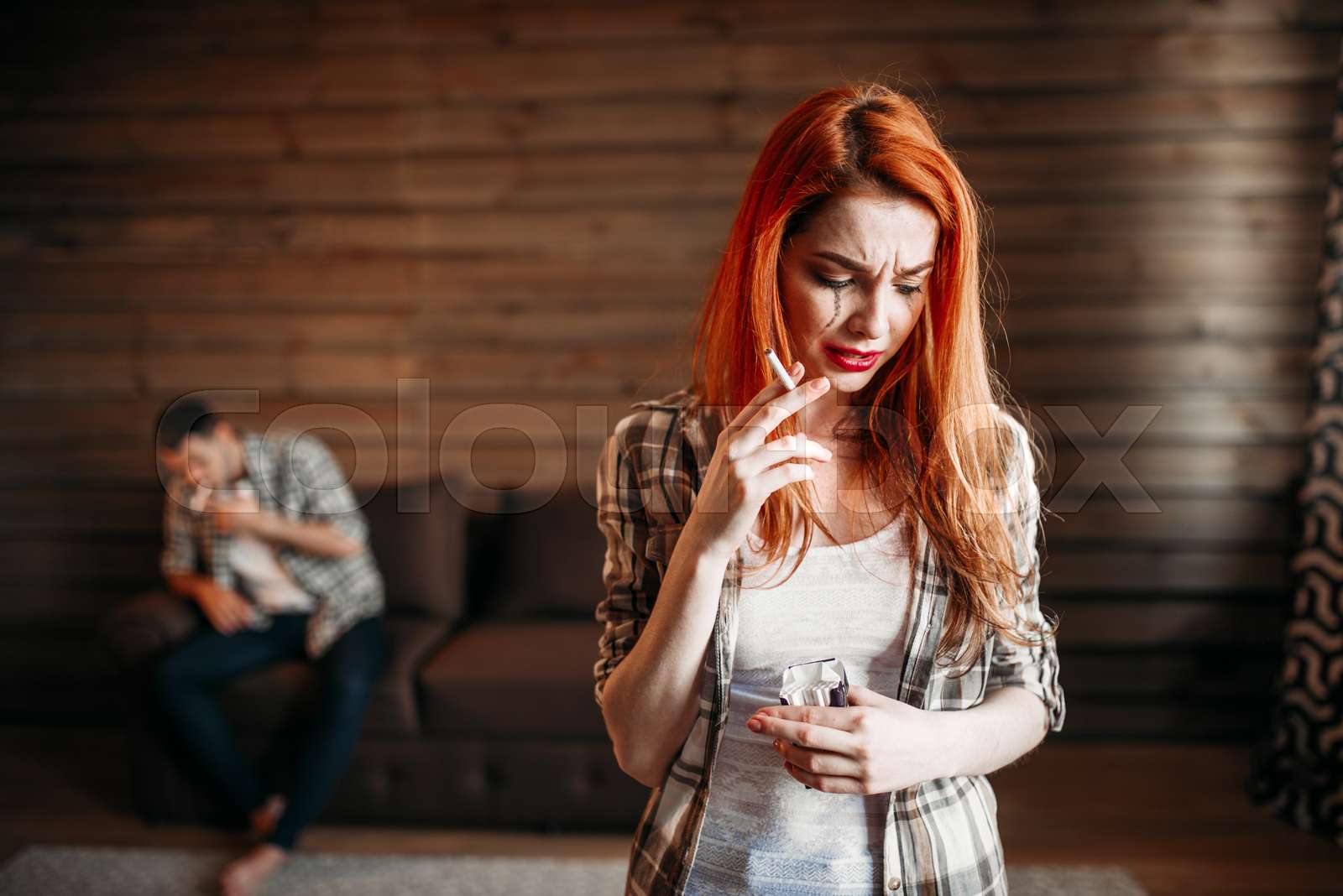 Family Quarrel Wife Smoking Cigarette Stock Image Colourbox Family quarrel wife smoking cigarette stock image colourbox