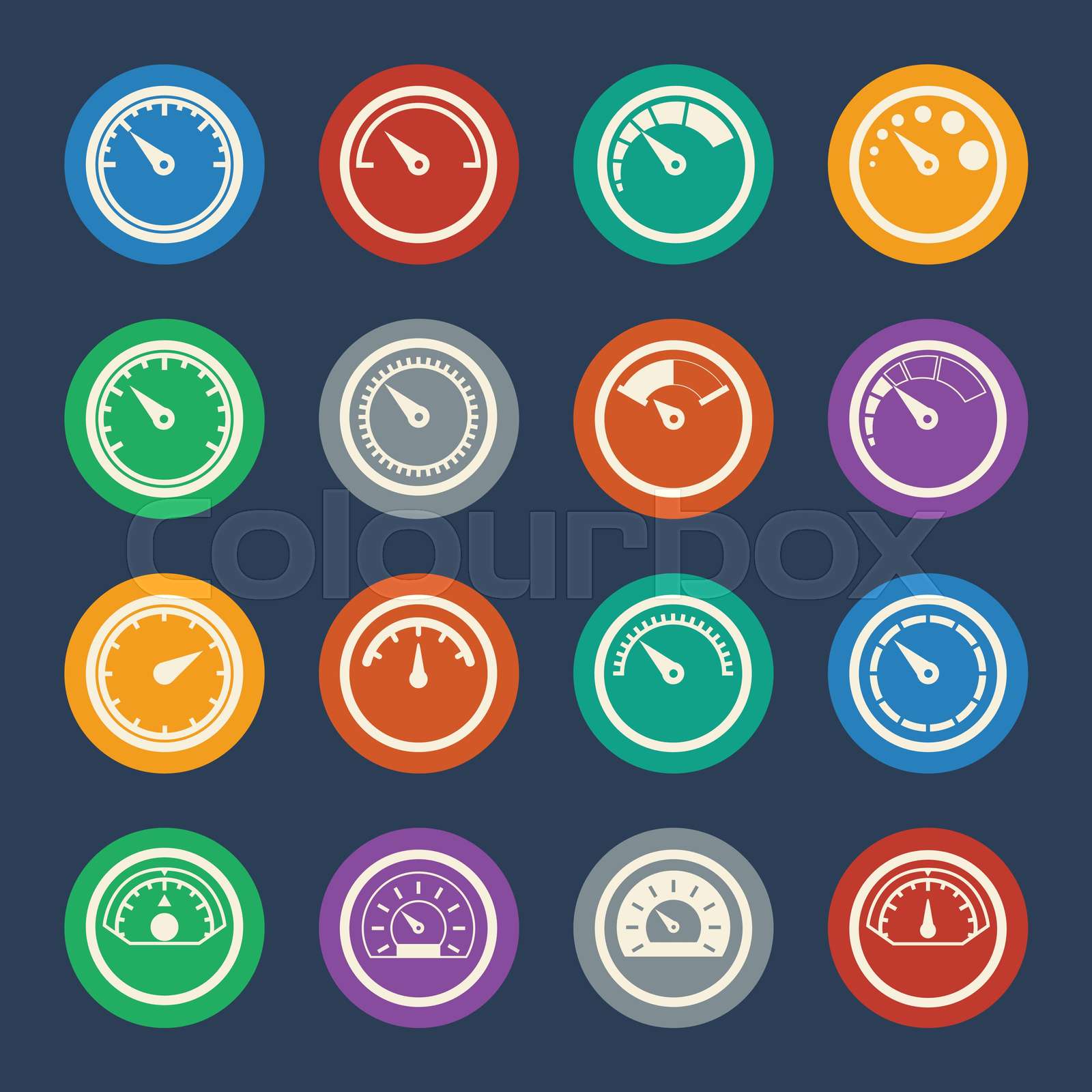 Meter icons set. Vector Flat design. | Stock vector | Colourbox