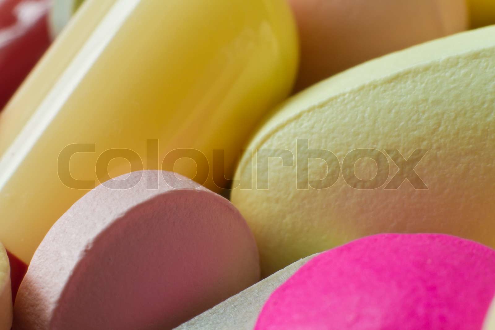 Hintergrund der bunten Pillen gemacht Stock Bild Colourbox