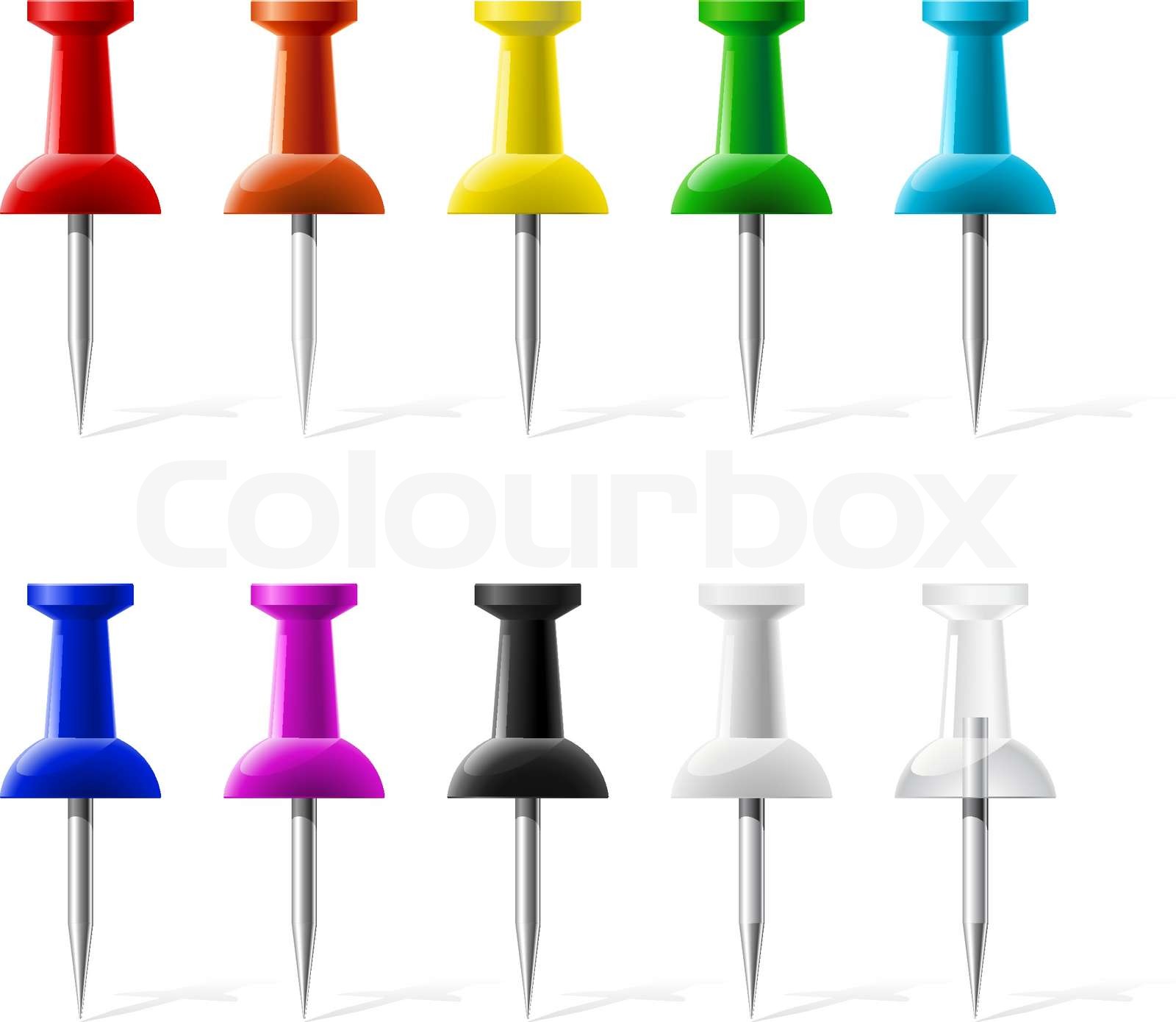 Colored Push-Pins Abbildung auf einem weißen isoliert | Stock-Vektor ...