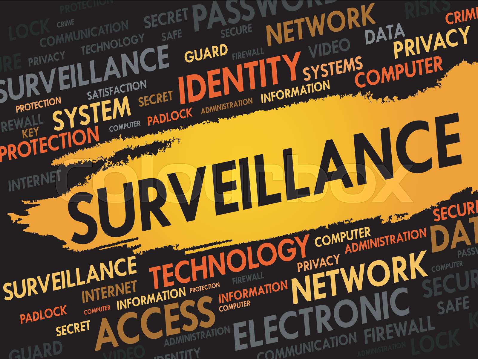 Surveillance word cloud Stock vector Colourbox
