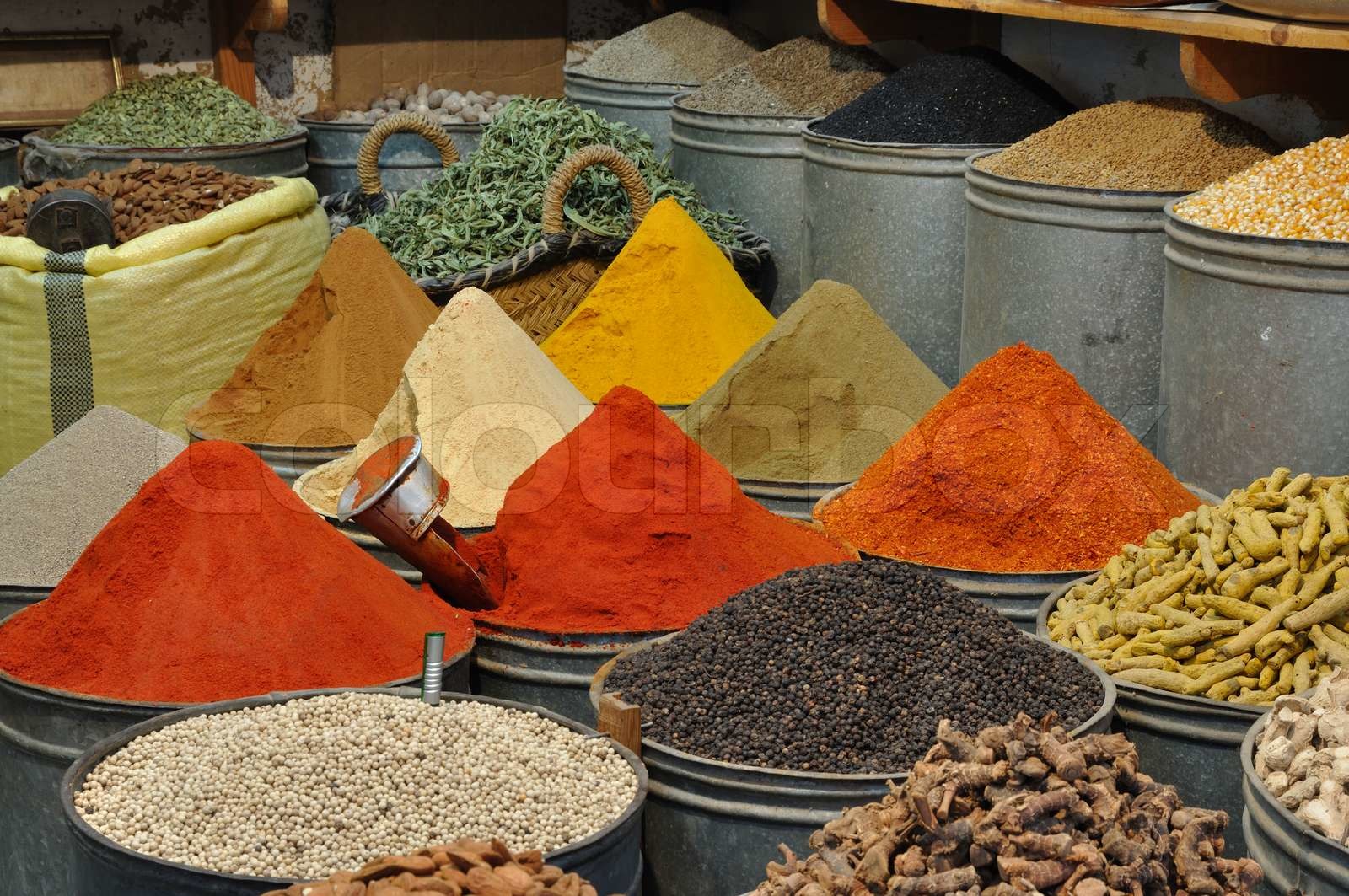 Spices shop in the medina of Fes, Morocco Stock image Colourbox