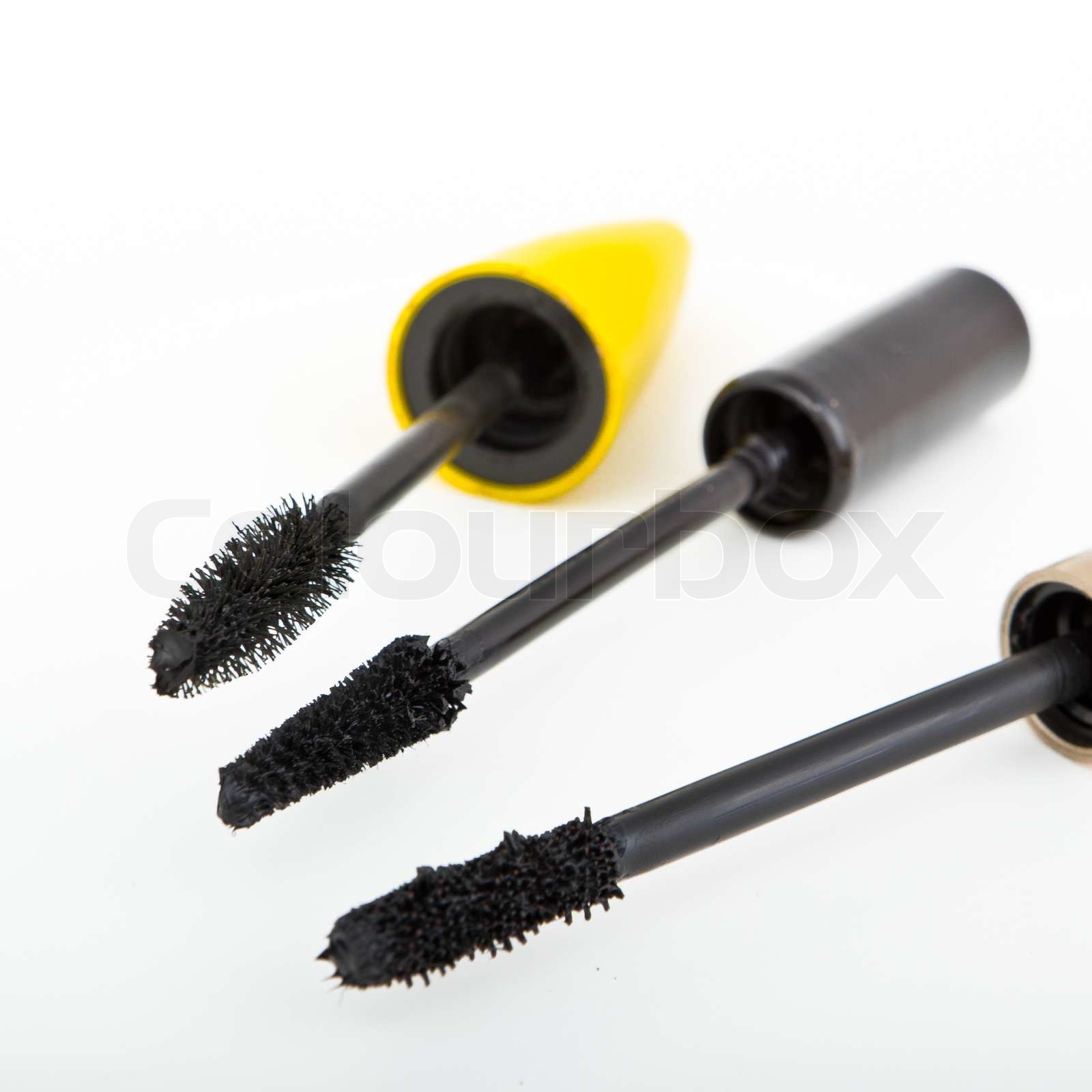 set of mascara brushes isolated Stock image Colourbox