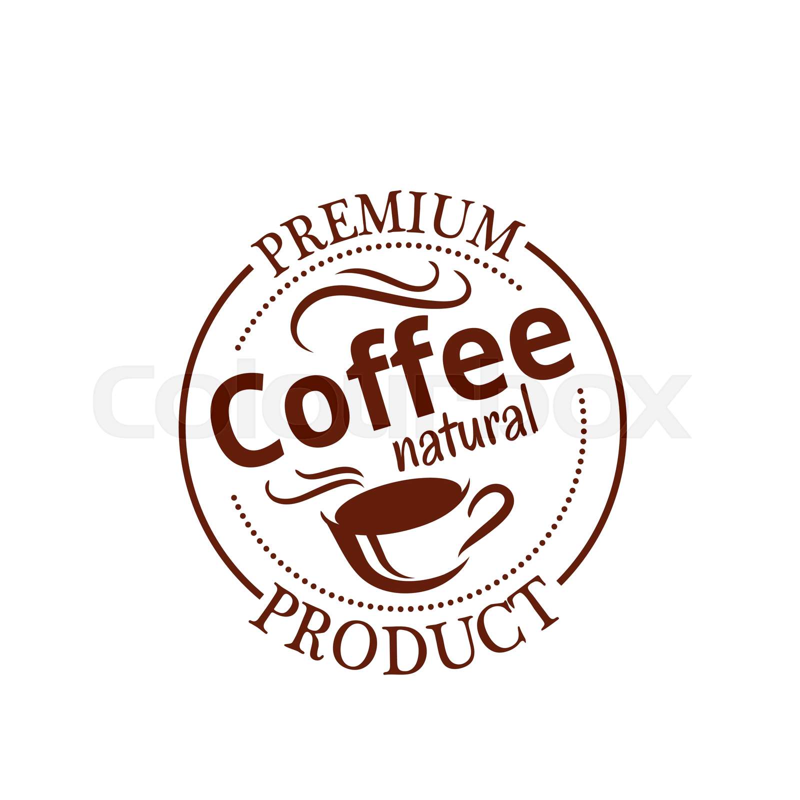 Natural coffee seal badge with cup of espresso Stock vector Colourbox