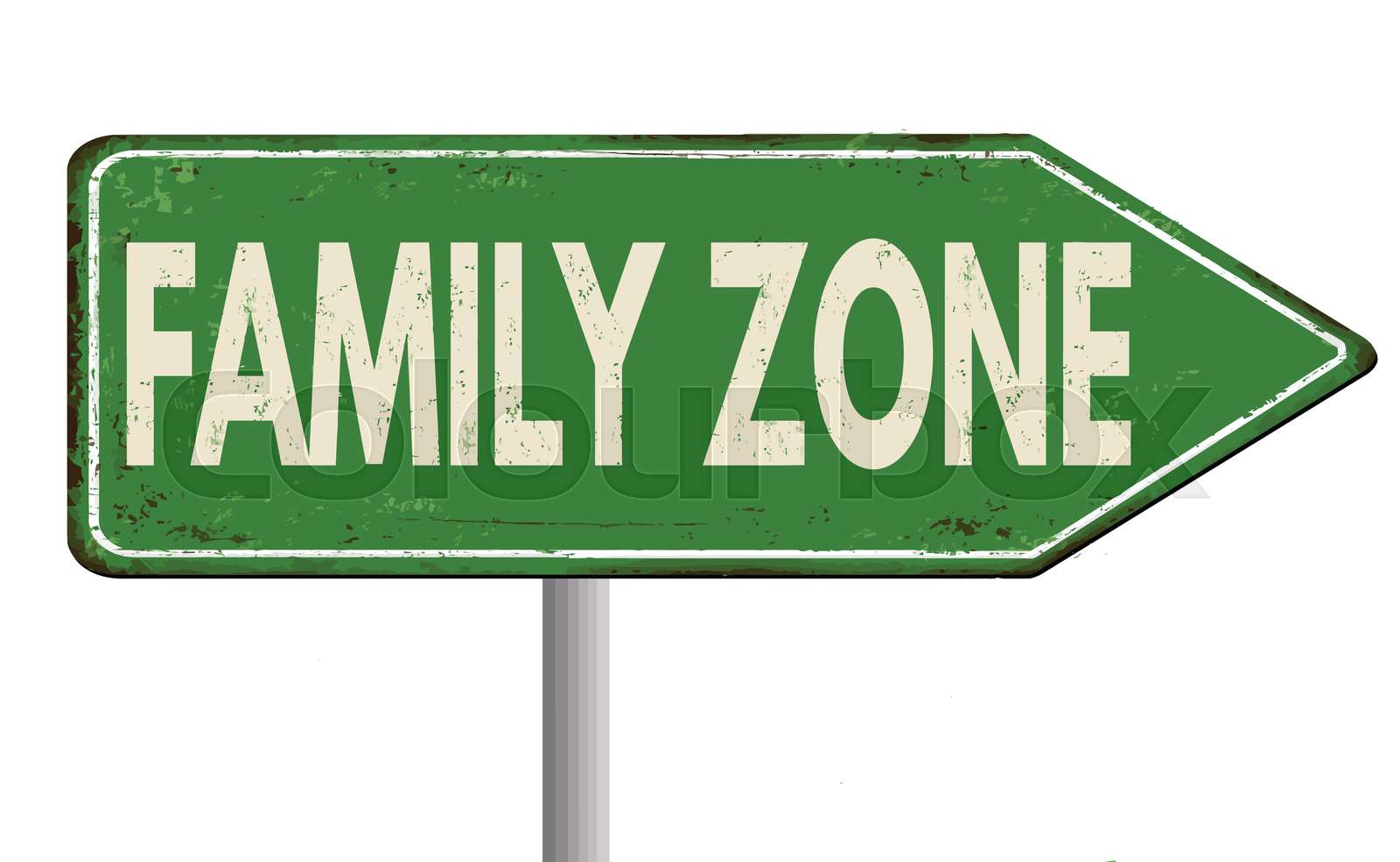 Family zone vintage rusty metal sign | Stock vector | Colourbox