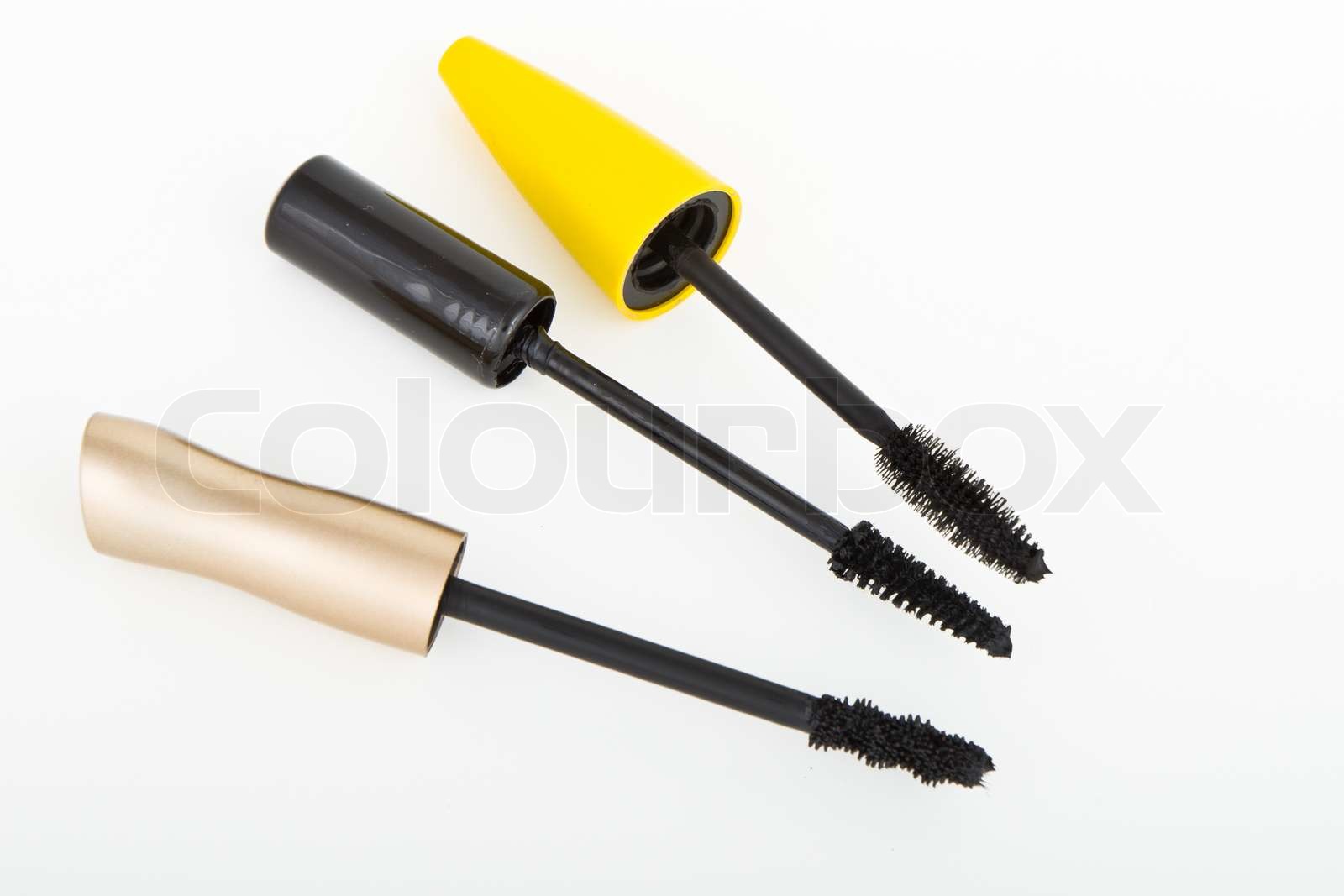 set of mascara brushes isolated Stock image Colourbox
