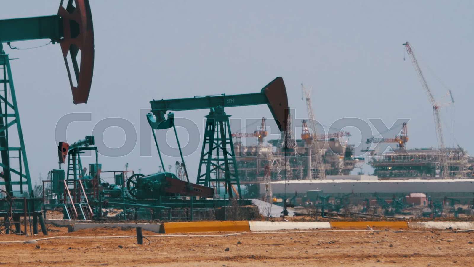 Oil Pumps, Pump jack. Fossil Fuel Energy, Old Pumping Unit Stock