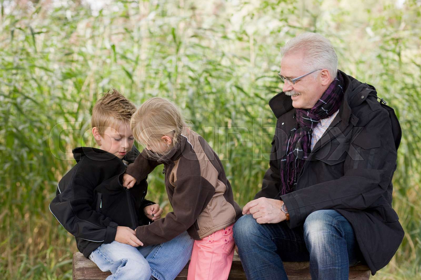 grandfather and grandchildren | Stock image | Colourbox