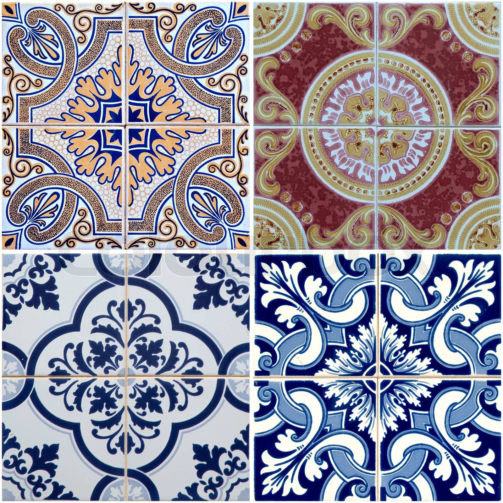 Colorful vintage ceramic tiles wall decoration Stock image Colourbox